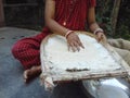 Indian Village Women Style Rice Cleaning Bamboo Kula . Royalty Free Stock Photo