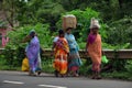 Picture of indian village women walking on street carrying there good for sold Royalty Free Stock Photo