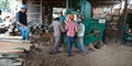 indian village workers on the job at sawmill wooden factory in India oct 2019