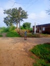 Indian village& x27;s beautiful look people electric poll wire grass jai stambh adult person