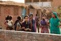 Indian villager woman and girls watching