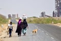 Indian villagers on the road Royalty Free Stock Photo