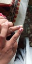 An Indian family, showing a finger by voting