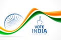 indian voters' day banner with wavy tricolor flag and ashoka chakra Royalty Free Stock Photo