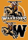 Indian warrior riding horse mascot