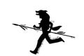 Indian warrior running with spear Royalty Free Stock Photo