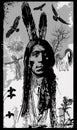 Indian Warrior, Sitting Bull portrait - Freehand sketch, vector Royalty Free Stock Photo