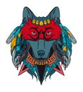 Indian warrior wolf Royalty Free Stock Photo