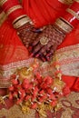 Indian Wedding Bride Showing Henna Designs and jewelry