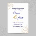 Indian wedding card invitation for web and print. You are cordially invited to the wedding. Wedding card template with decorative