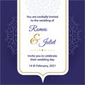 Indian wedding card invitation for web and print. You are cordially invited to the wedding. Wedding card template with decorative