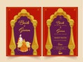 Indian Wedding Card Template Layout with Hindu Bridegroom Character and Event