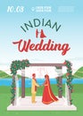 Indian wedding ceremony invitation flat vector template