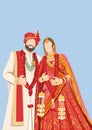 indian wedding couple watercolour illustration