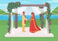 Indian wedding flat color vector illustration