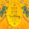 InIndian wedding Invitation carddian wedding Invitation card templates with gold patterned and crystals on paper color Background.