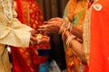 Indian wedding  photography ,groom and bride hands Royalty Free Stock Photo