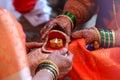 Indian wedding ritual holding lamp in hands Royalty Free Stock Photo