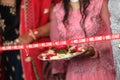 Indian wedding shagun thaal or thali to welcome guests in wedding