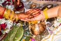 Indian wedding vows of bride and groom Royalty Free Stock Photo