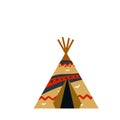 Indian wigwam. Tent made of skins. Brown tepee. Tribal hut