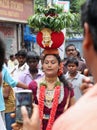 Indian woman carrying bonam