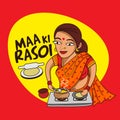 Indian woman cooking cartoon vector