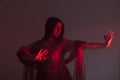 Indian woman dancing with sari Royalty Free Stock Photo