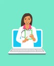 Indian woman doctor online consultation concept