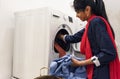 Indian woman doing a laundry Royalty Free Stock Photo