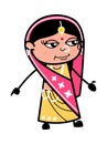 Indian Woman Expressionless Face Cartoon