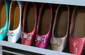 Indian woman fashion foot wear in shop display