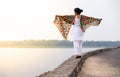 Indian woman feeling wind Royalty Free Stock Photo