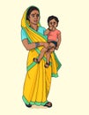 Indian woman holding baby Royalty Free Stock Photo