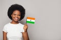 Indian woman holding flag of India Education, business, citizenship and patriotism concept Royalty Free Stock Photo