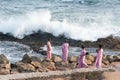 Indian woman on Indian Ocean coast in Kanyakumary