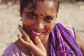 Indian woman jewelry seller portrait at Kudli beach resort in Gokarna city