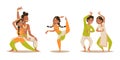 Indian woman man dancing vector isolated dancers silhouette icons people India dance show party movie, cinema cartoon Royalty Free Stock Photo