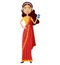 Indian woman operator avatar customer call center concept vector illustration