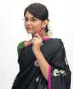 Indian woman with pen and specs Royalty Free Stock Photo