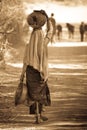 Indian woman with pot on head