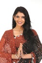 Indian Woman in sari with greetings action