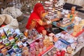 Indian woman selling bangels at Sadar Market, Jodhpur, India Royalty Free Stock Photo