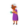 indian woman senior washing ceramic tiles in bathroom cartoon vector Royalty Free Stock Photo