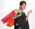 Indian woman with shopping bags