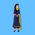 Indian woman standing in national traditional clothes female cartoon character full length flat Royalty Free Stock Photo