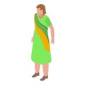 Indian woman traditional clothes icon, isometric style