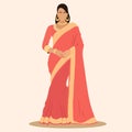 Indian woman in traditional sari for Diwali festival hindu, Beautiful faceless model from India Royalty Free Stock Photo