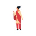 Indian woman wearing national traditional clothes sari hindu female cartoon character full length isolated flat Royalty Free Stock Photo
