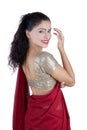 Indian woman wearing sari clothes on studio Royalty Free Stock Photo